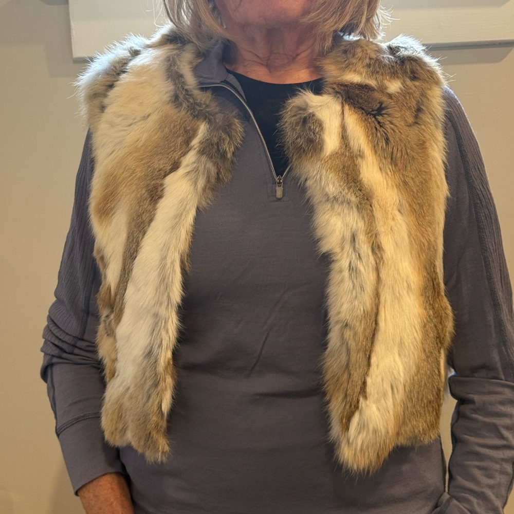 Rabbit Fur bolero in Brown and Cream